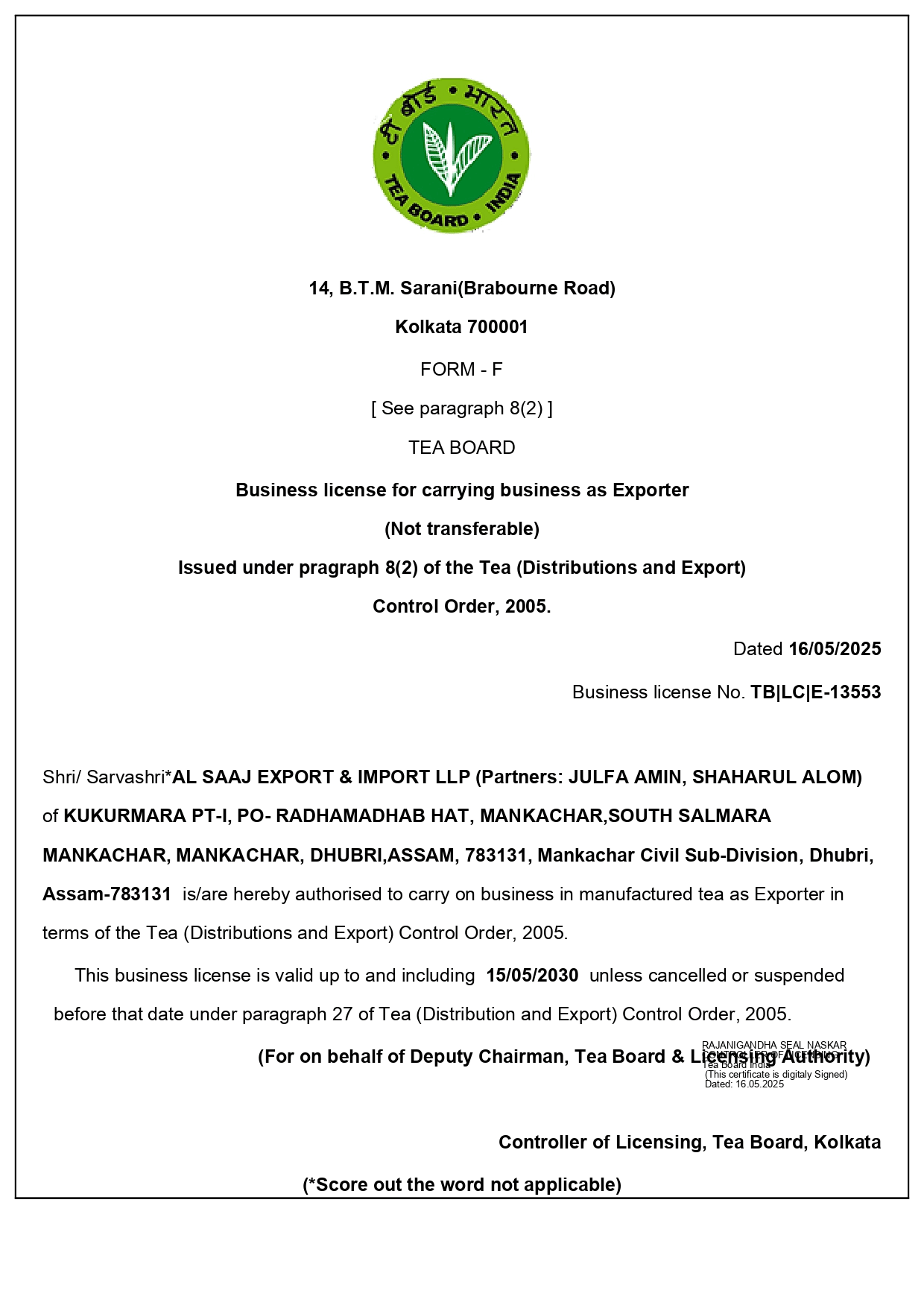 Certificate of Incorporation